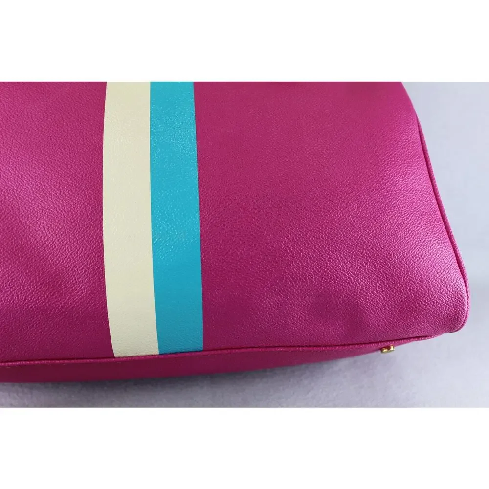 Tory Burch Pink Boston Satchel Stripe Bowler Handbag Womens